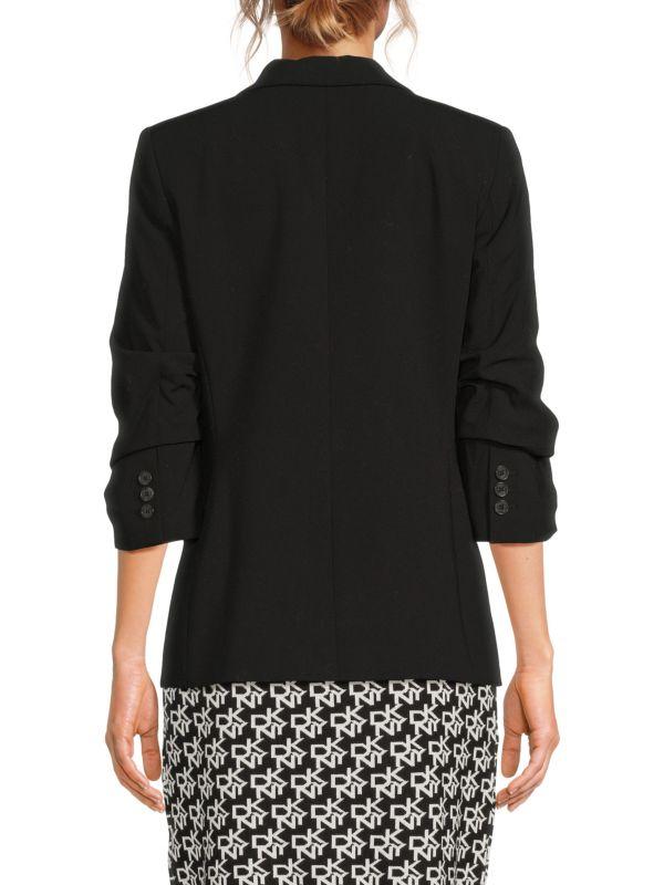 DKNY Ruched Sleeve Single-Breasted Blazer