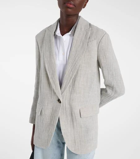 Brunello Cucinelli Oversized V-neck linen-blend blazer 7