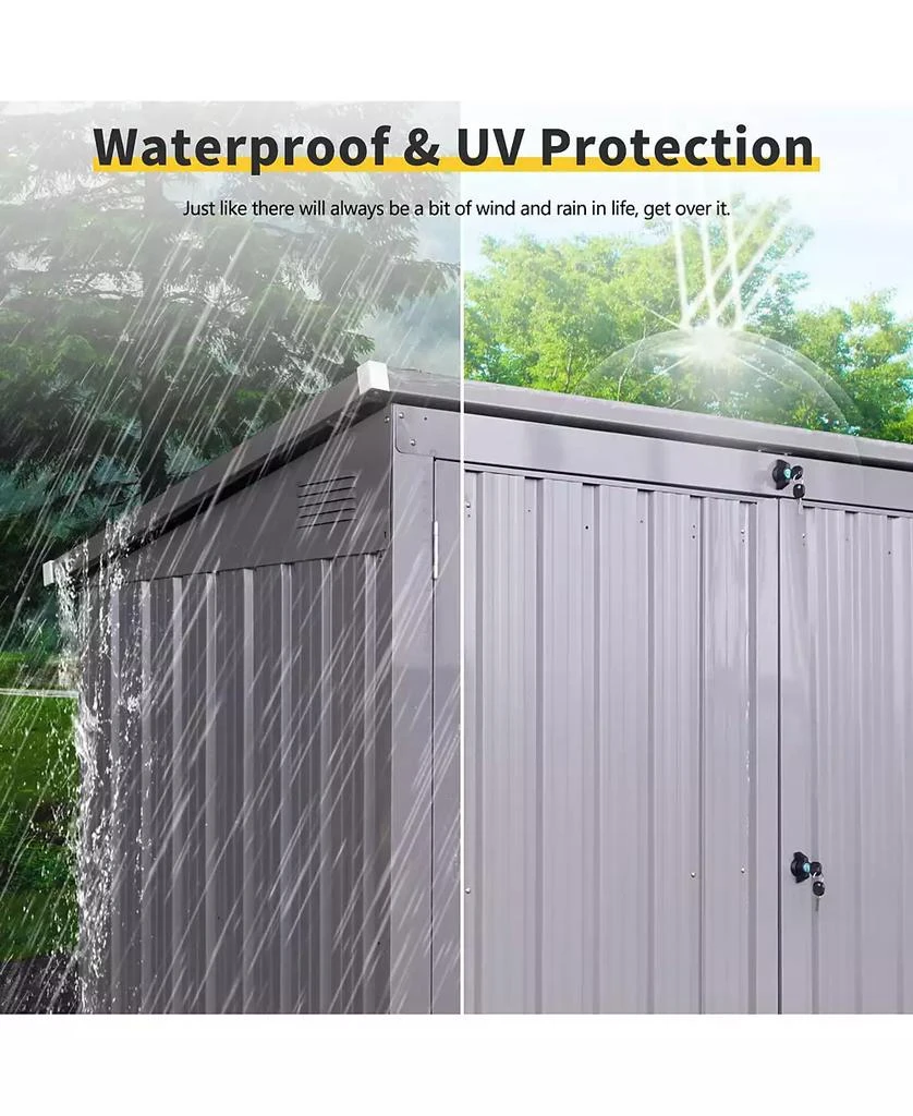 LUCKY ONE Mondawe 62"x40"x52"Stainless Galvanized Steel Bin Shed Stores 2 Trash Cans for Garbage Storage 5