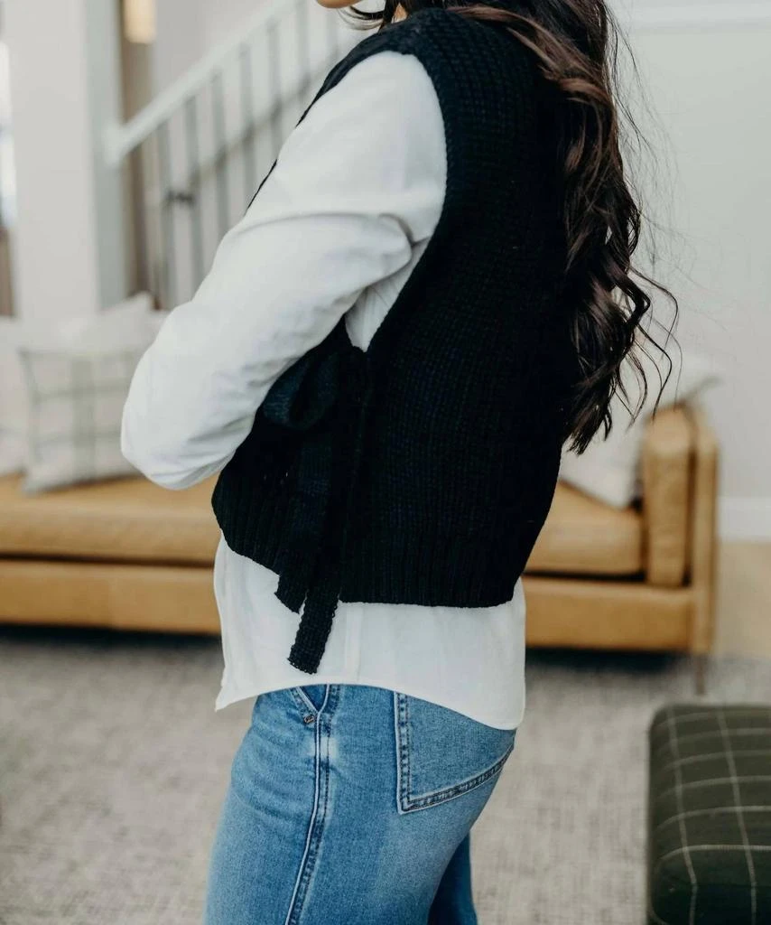 Mikarose Cable Knit Sweater Vest In Black 3