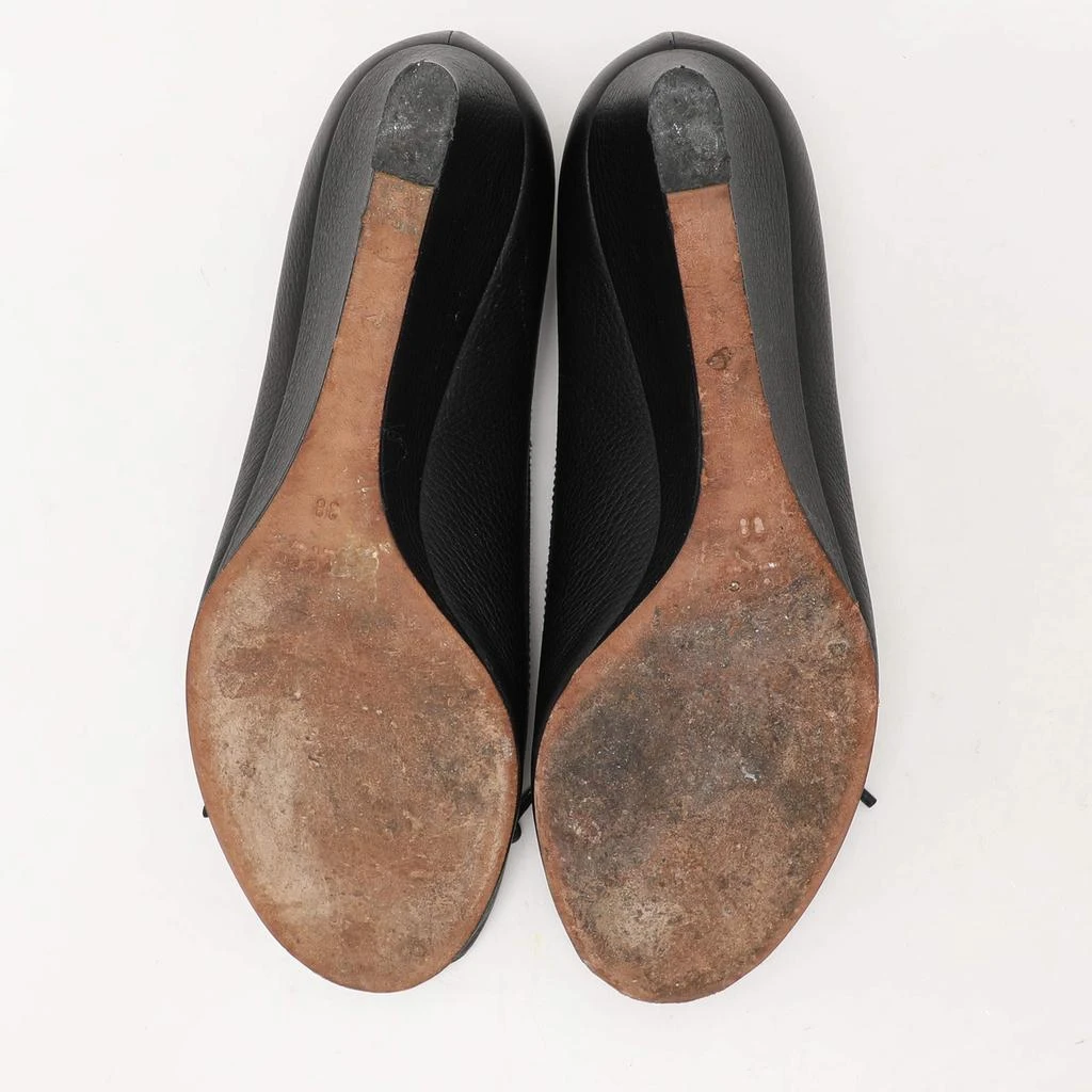 Gucci Gucci Black Leather Interlocking G Bow Wedge Pumps Size 38 6