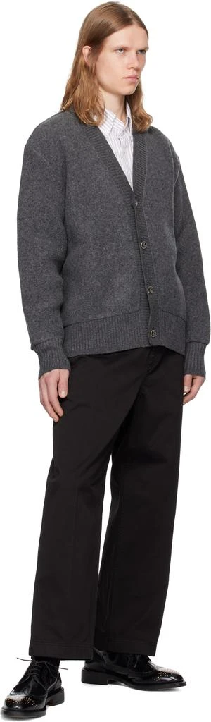 Thom Browne Gray Wool Fleece Oversized V Neck Cardigan 4