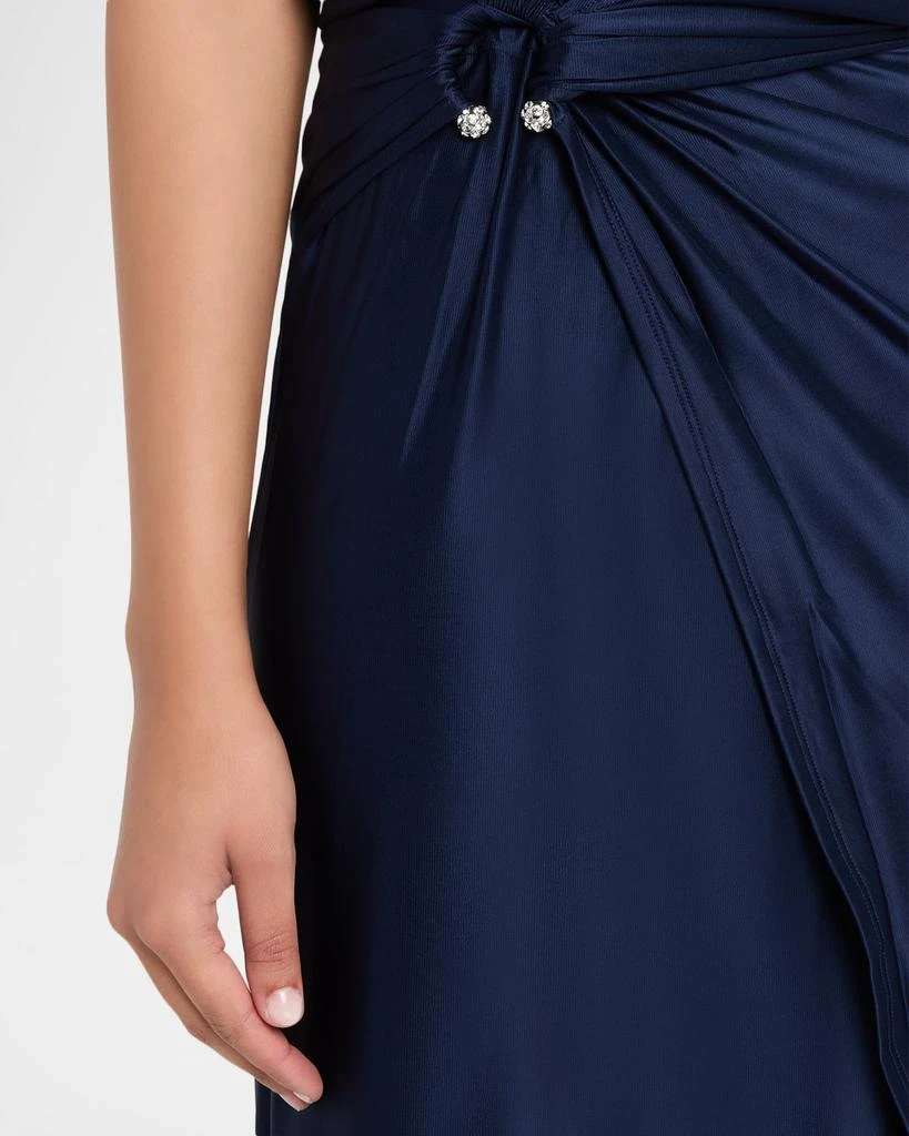 rabanne blue dress Long navy blue trompe-l'il lace dress  Rabanne