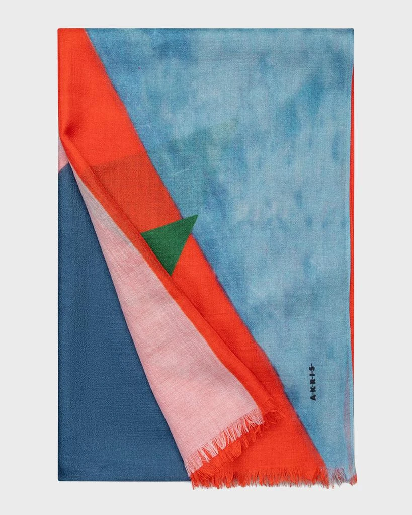 Akris Spectra Print Cashmere-Silk Scarf, 26" x 79" 4