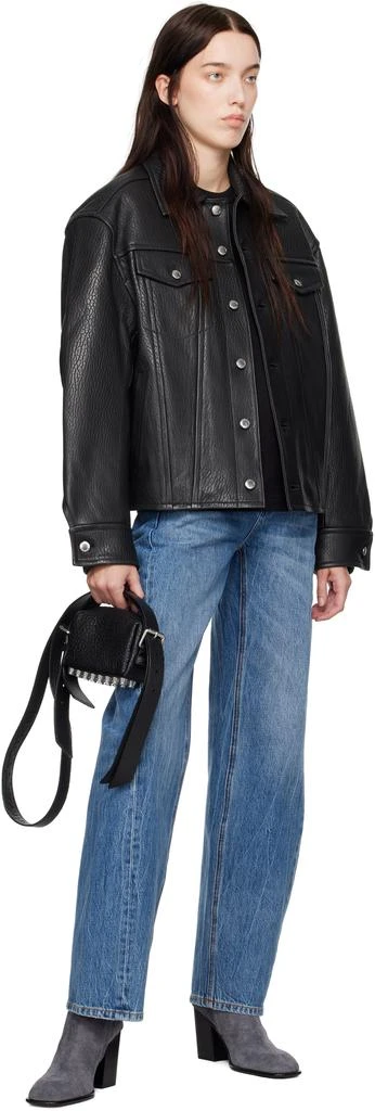 Alexander Wang Black Lambskin Trucker Leather Jacket 4
