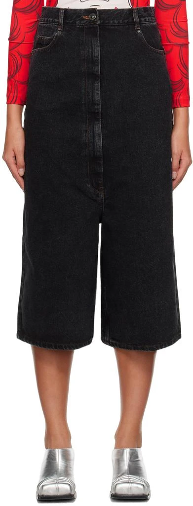 Pushbutton Black High-Rise Denim Shorts 1