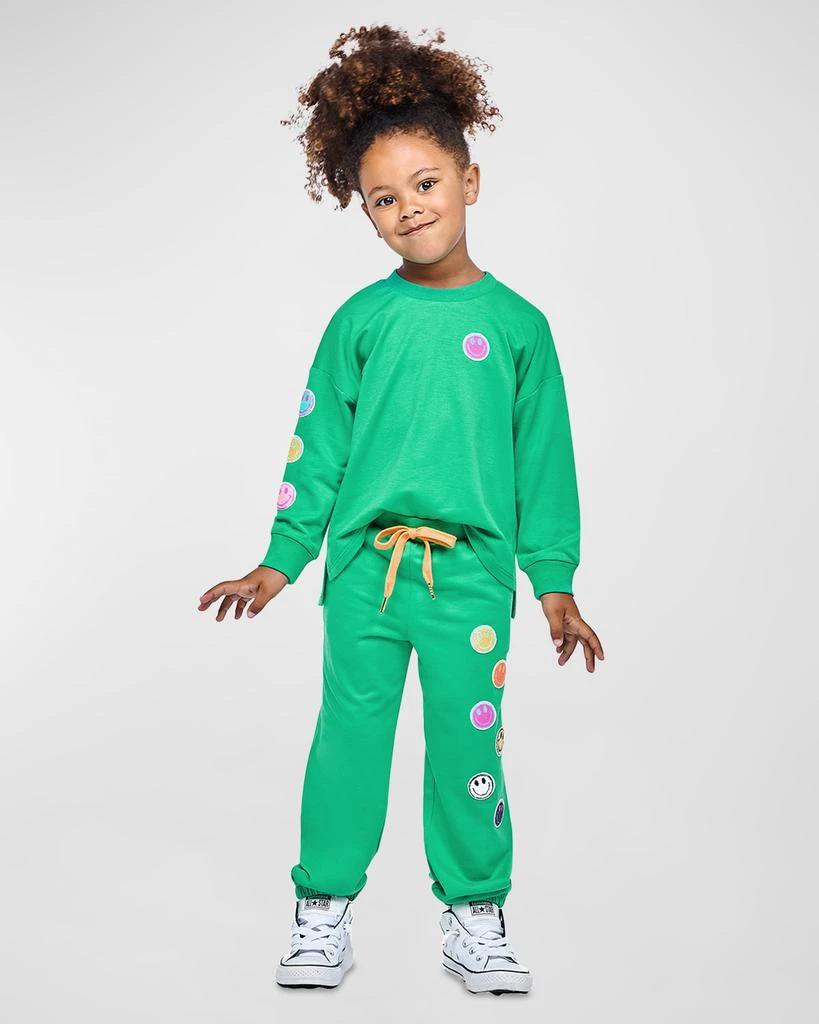 Hannah Banana Girl's Multicolor Happy Face Printed Sweatshirt, Size 4-14 1
