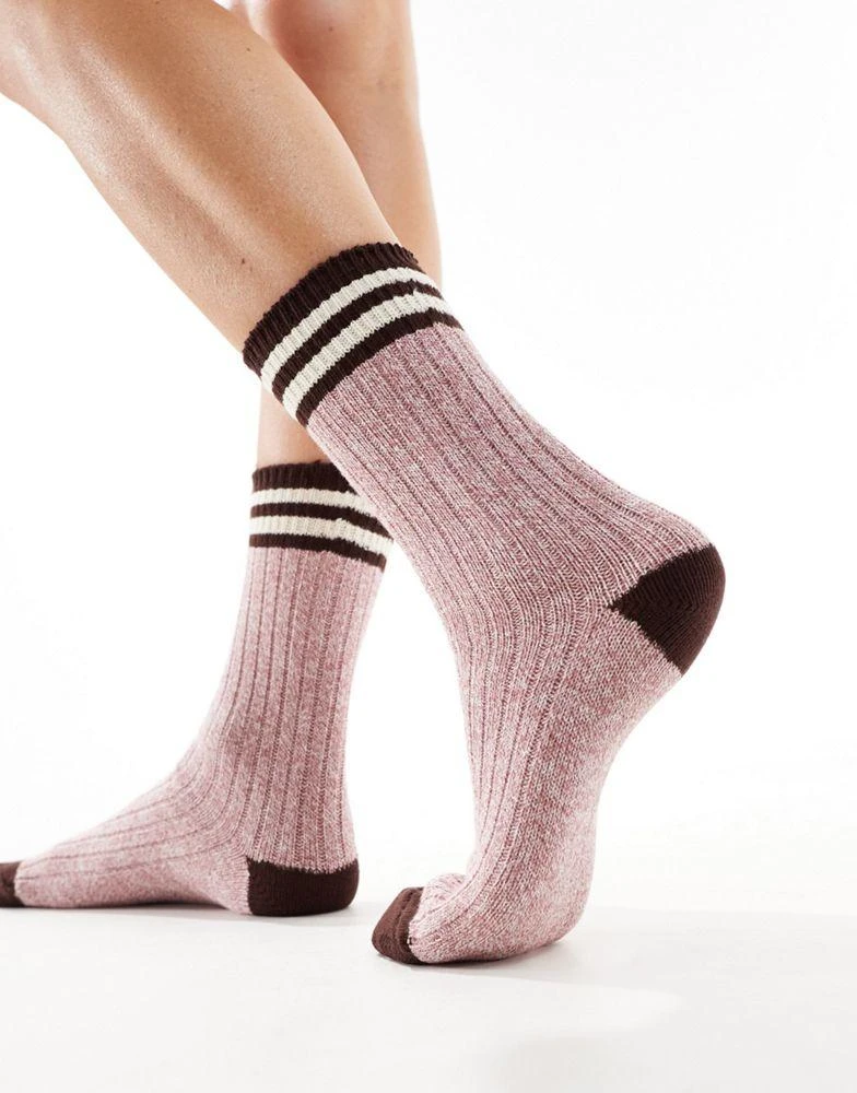 ASOS ASOS DESIGN mixed knit stripe slouch ankle socks 1