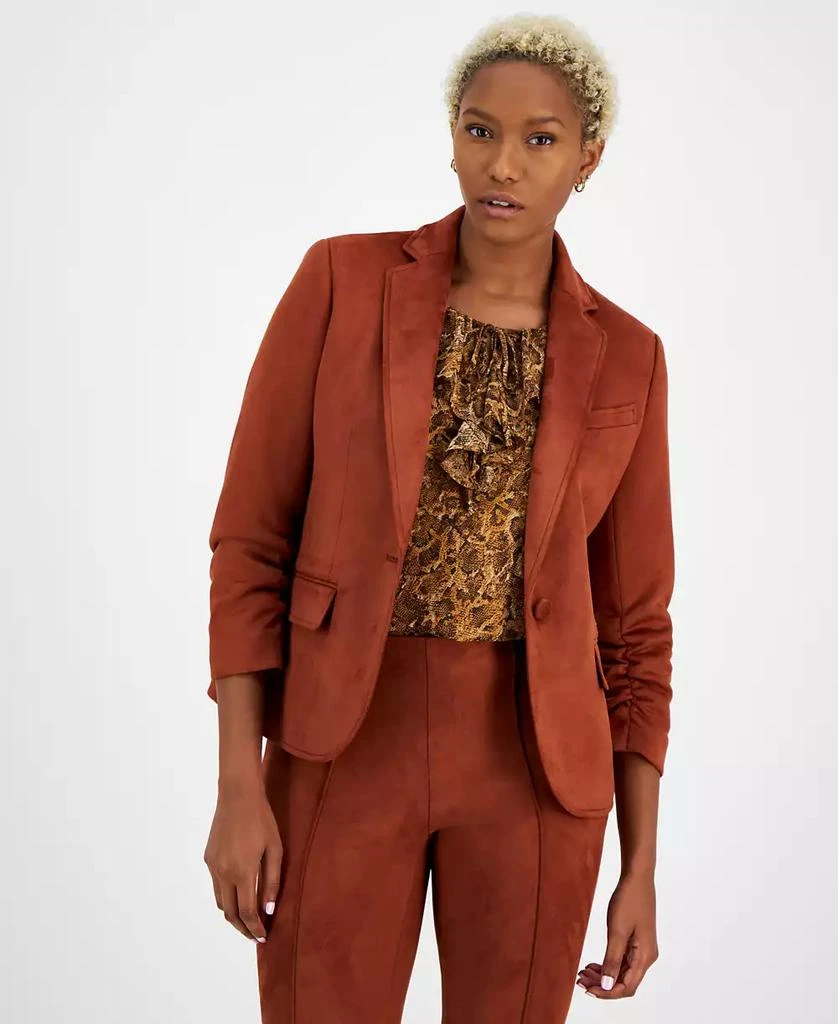 Bar III Women's Scuba Faux Suede One-Button Blazer, Created for Macy's 3