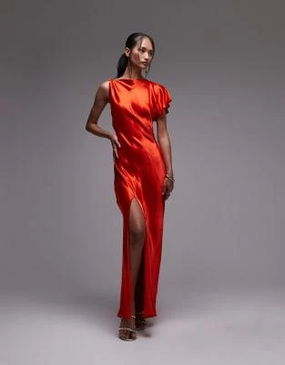 topshop satin midi dress TOPSHOP Satin Stripe High Neck Sleeveless Maxi Dress