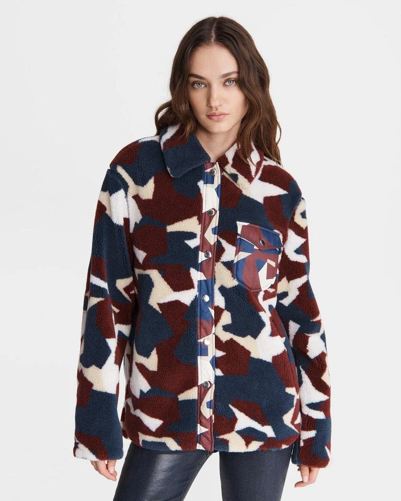 Rag & Bone Rag & Bone Elliot Sherpa Shirt Jacket Burgundy Print 1