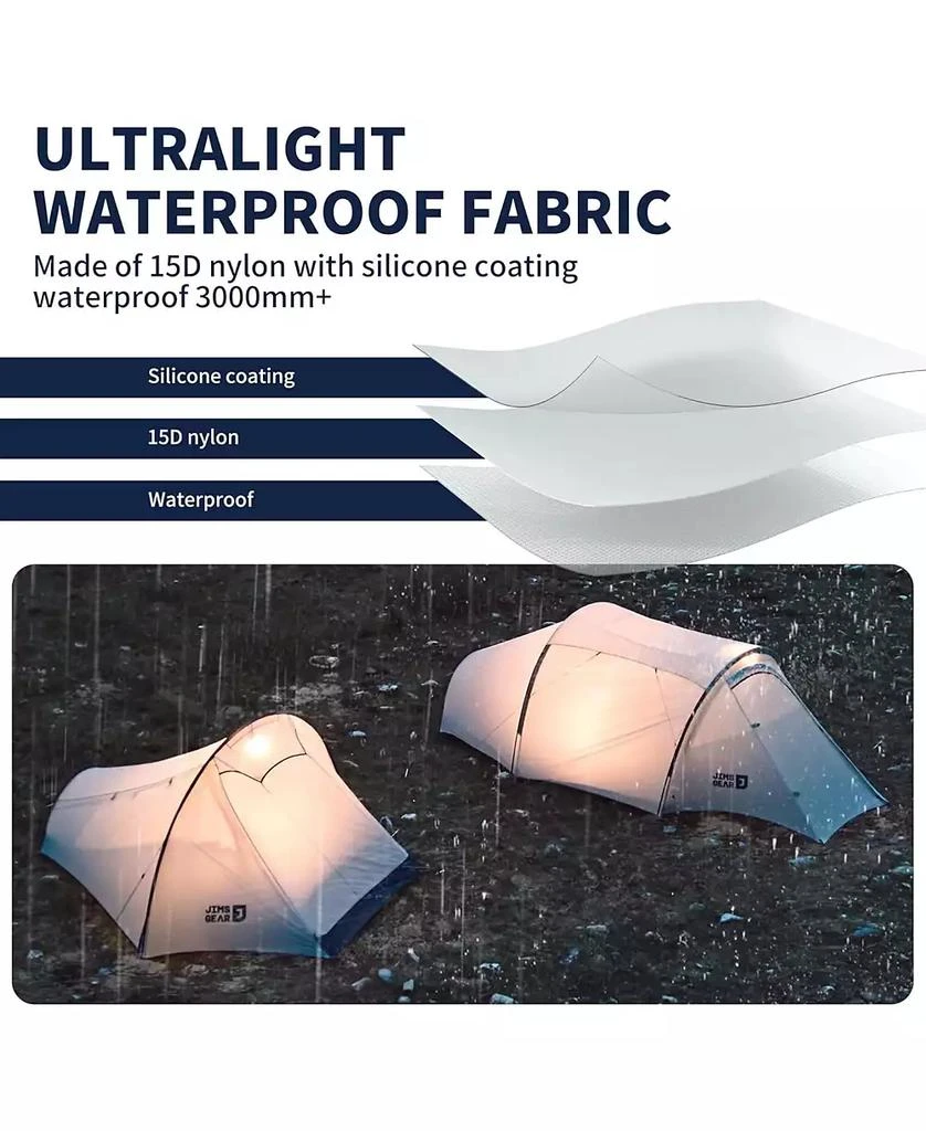 Naturehike Jims Gear Ultralight Backpacking Tent, 1-2 Person Tunnel Tent with Vestibule, Waterproof and Windproof for High-Altitude Camping 7