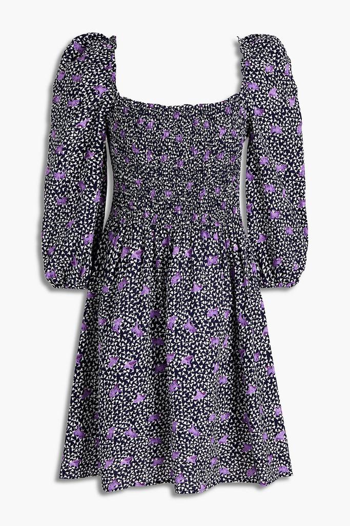 Maje Shirred floral-print crepe mini dress