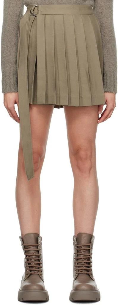 AMI Taupe Pleated Miniskirt 1