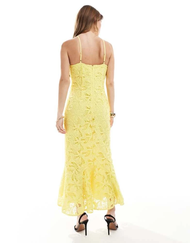 Shop Maya Halter neck lace midi dress in yellow on Sale at