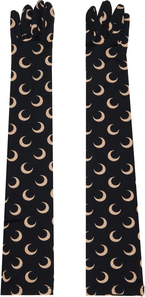 MARINE SERRE Black Recycled Moon Jersey Long Gloves