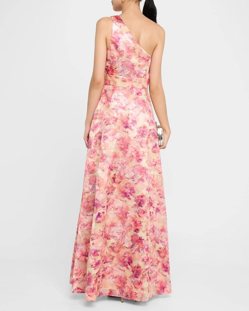 Aidan Mattox One-Shoulder Metallic Jacquard Gown 3