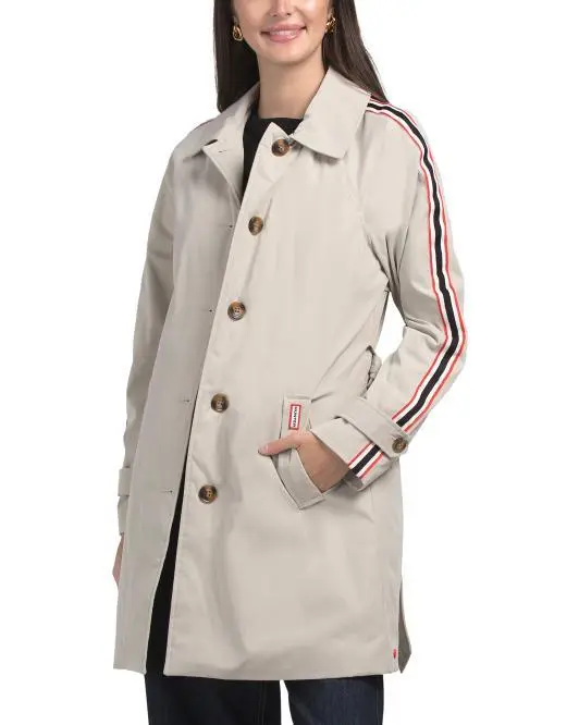 Hunter Sophia Striped Sleeve Trench Coat