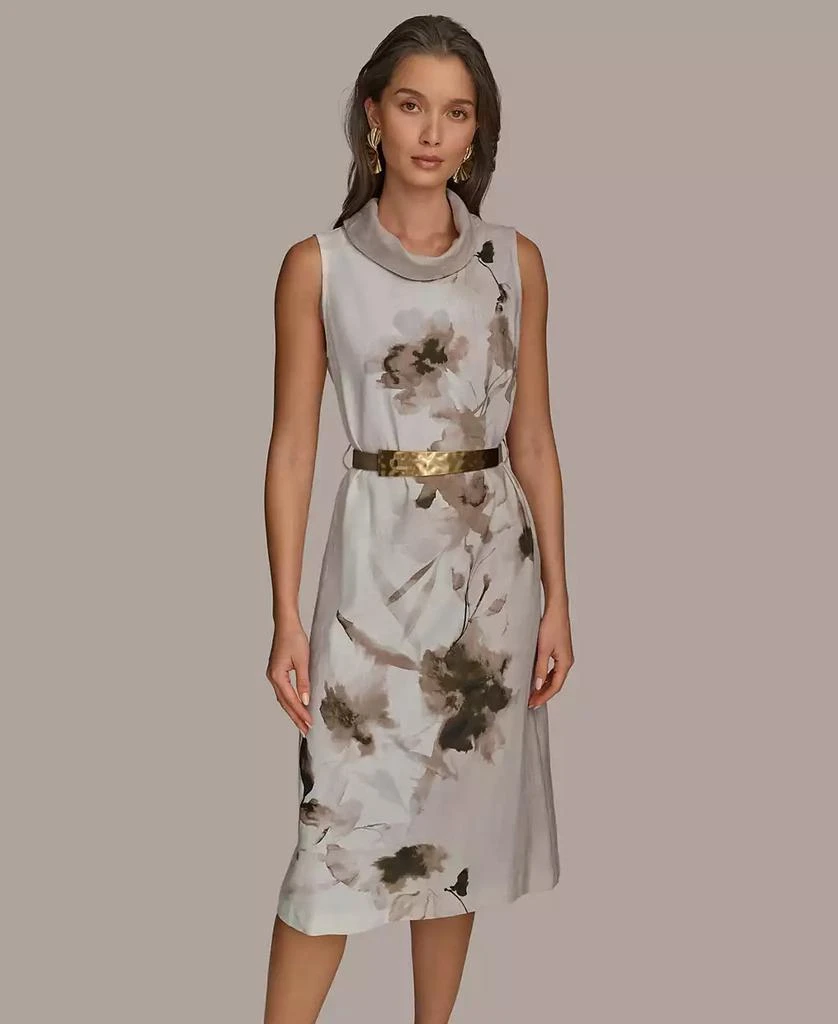 Donna Karan Women's Funnel-Neck Belted Dress 2