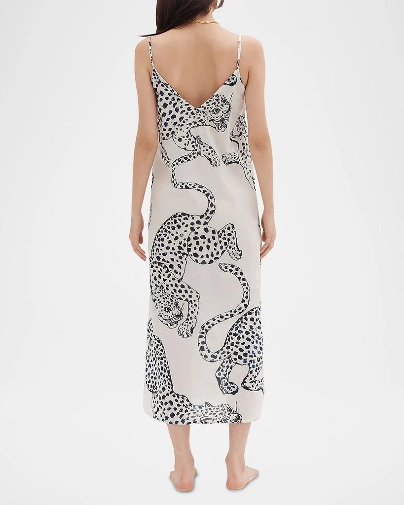 Desmond & Dempsey Two-Tone Animal-Print Cotton Slip Nightie 3