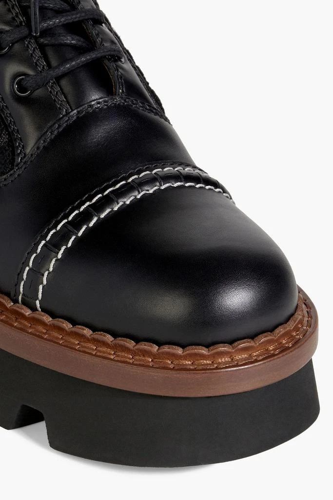 Chloé Owena ribbed-knit and leather platform ankle boots 4