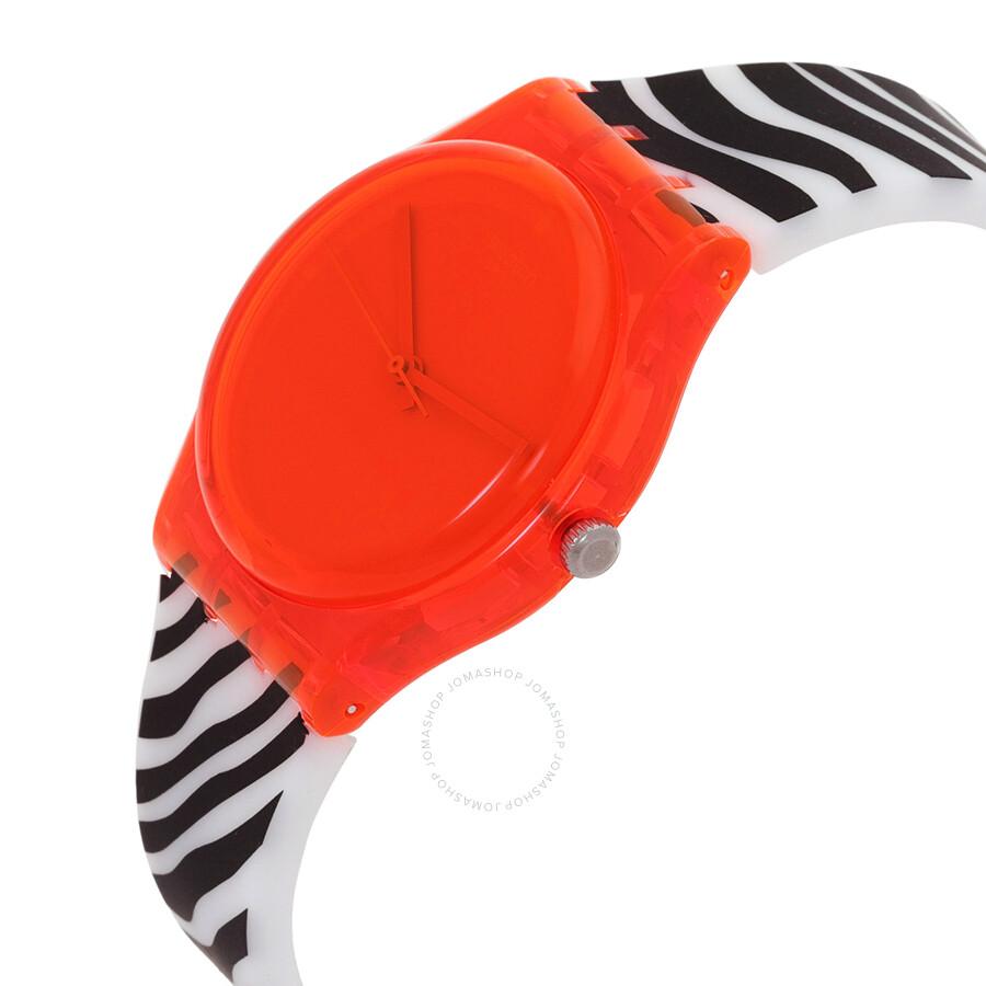 Swatch Zeb Quartz Orange Dial Watch GO107