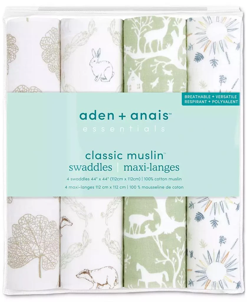 aden + anais Baby Boys or Baby Girls Muslin Swaddles, Pack of 4 4