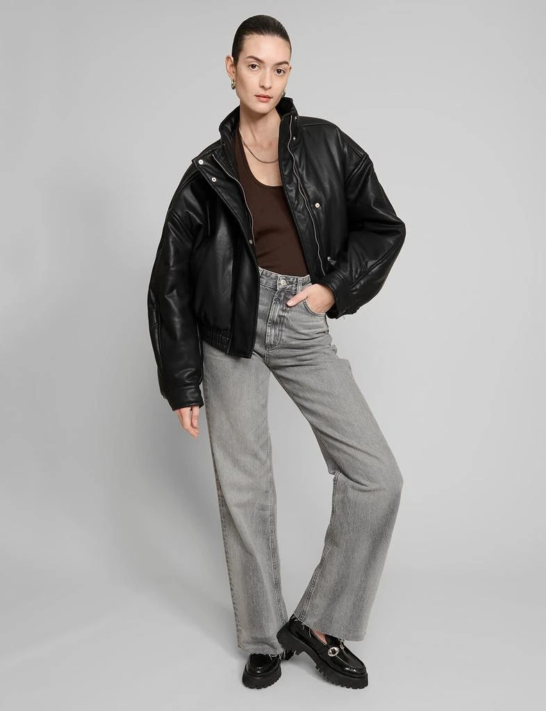 Pixie Market Crop Leather Bomber Jacket 1