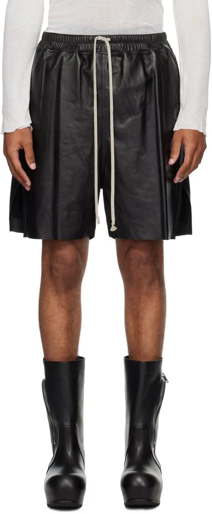 Rick Owens Black Concordians Boxers Leather Shorts 1