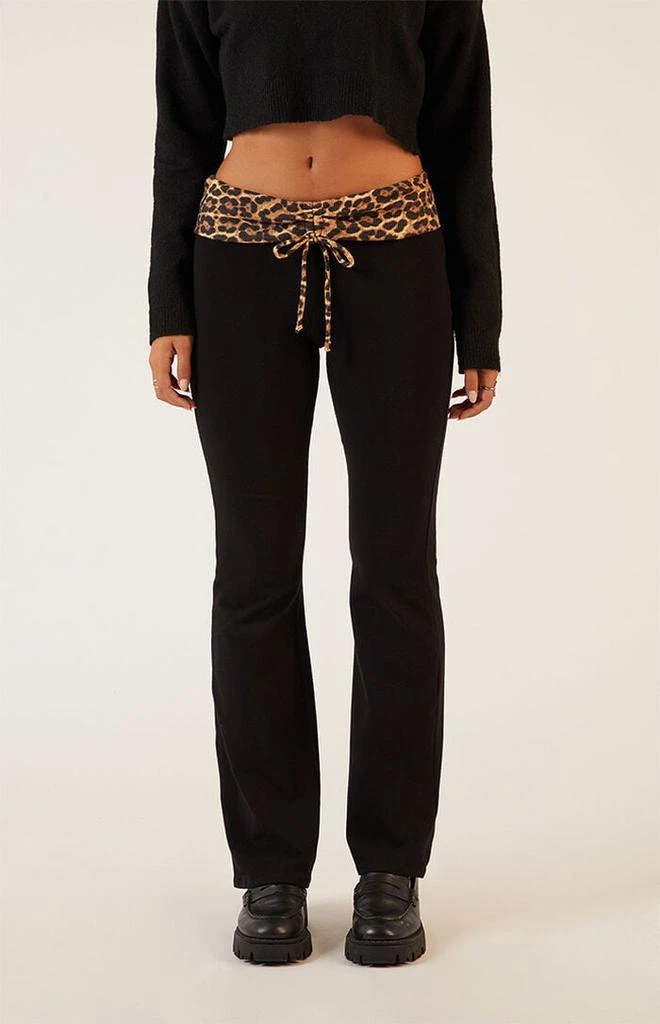 LA Hearts Leopard Print Fold-Over Flare Pants 1