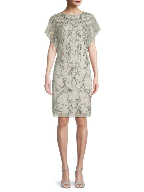 Aidan Mattox Embellished Flutter-Sleeve Cocktail Dress 1