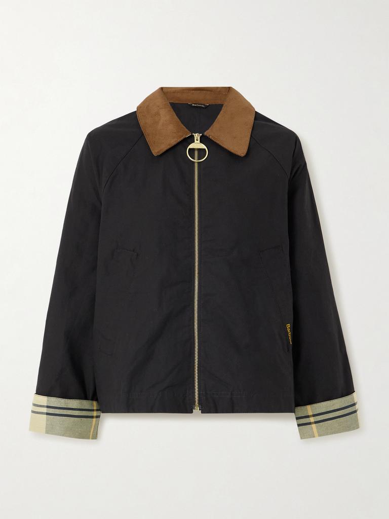 Barbour 灯芯绒边饰纯棉帆布短款外套