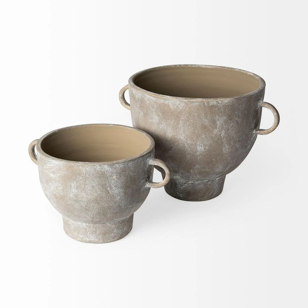 Hivvago 10" Brown Abstract Cylinder Ceramic Table Vase 3