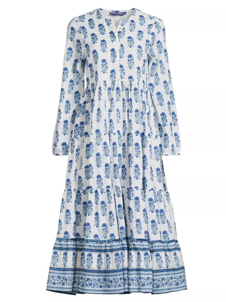 Ro's Garden Daphne Floral Cotton Tiered Midi-Dress 1