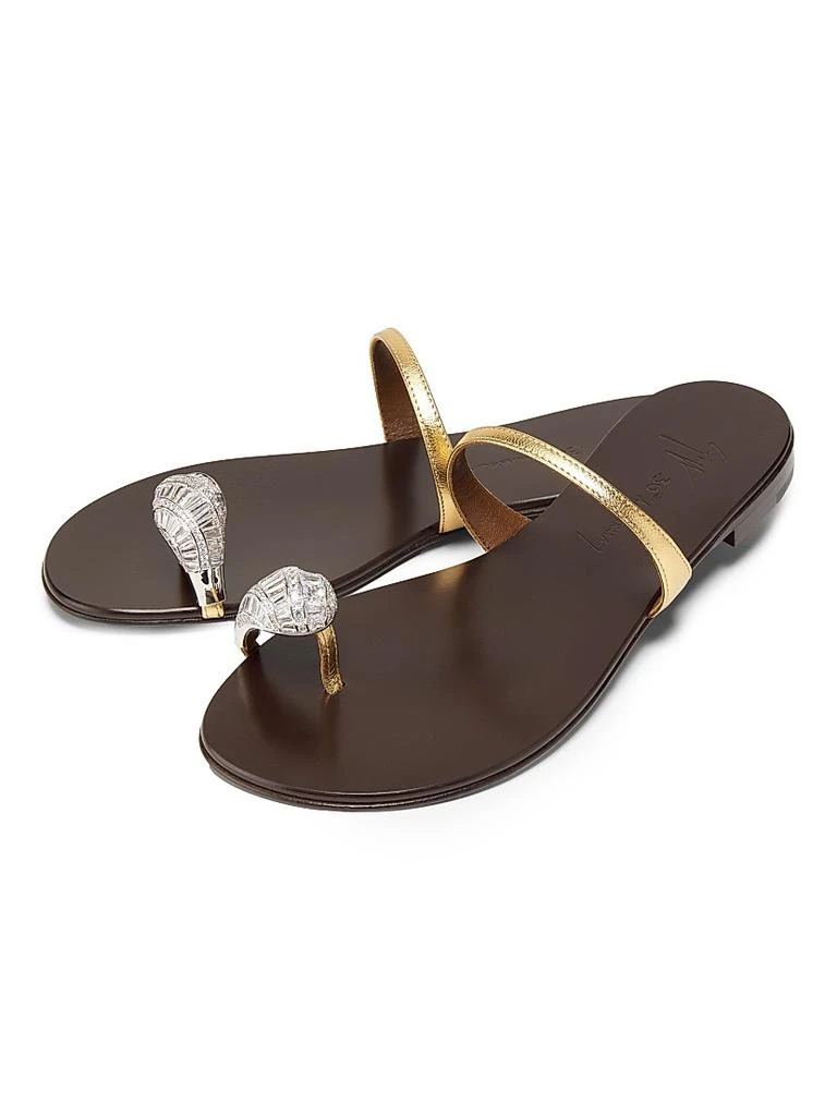 Giuseppe Zanotti 30th Anniversary Crystal-Embellished Toe Ring Metallic Leather Sandals 2