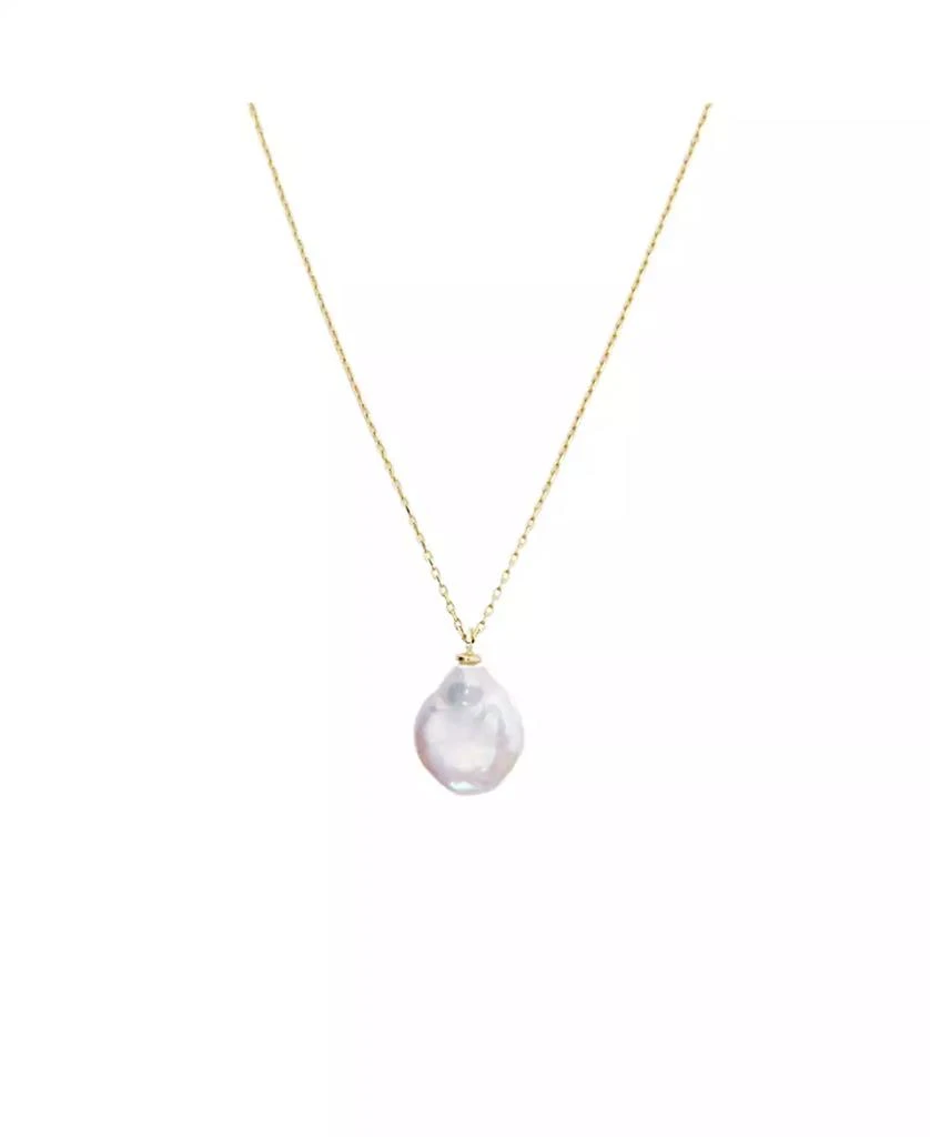 Spero London Baroque Flat Pearl Pendant Necklace Sterling Silver