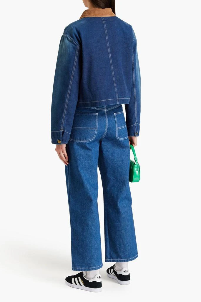 Gucci Cropped corduroy-trimmed denim jacket 3