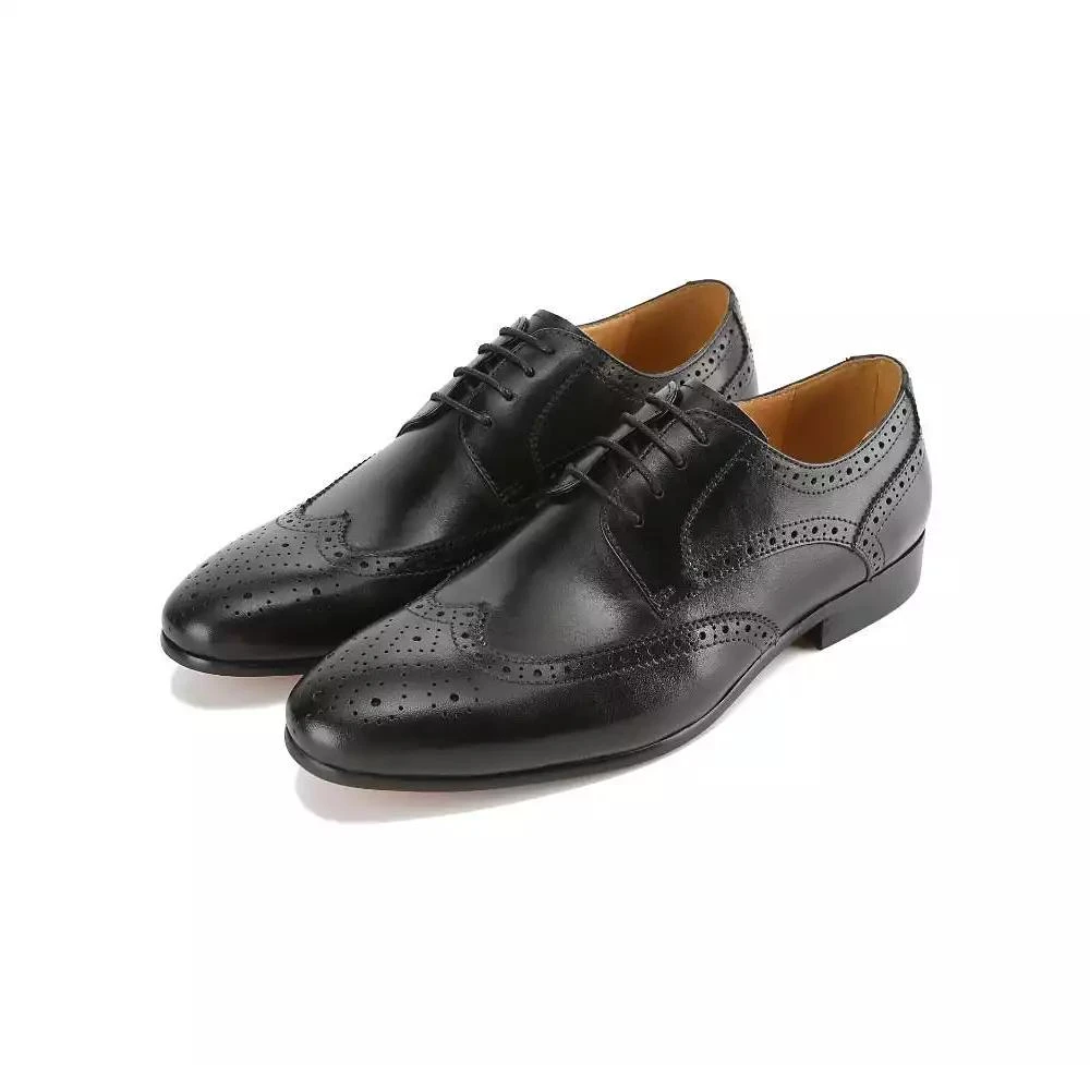 Gino Vitale Men's Handcrafted Genuine Leather Brogue Wingtip Medallion Dress Shoe 3