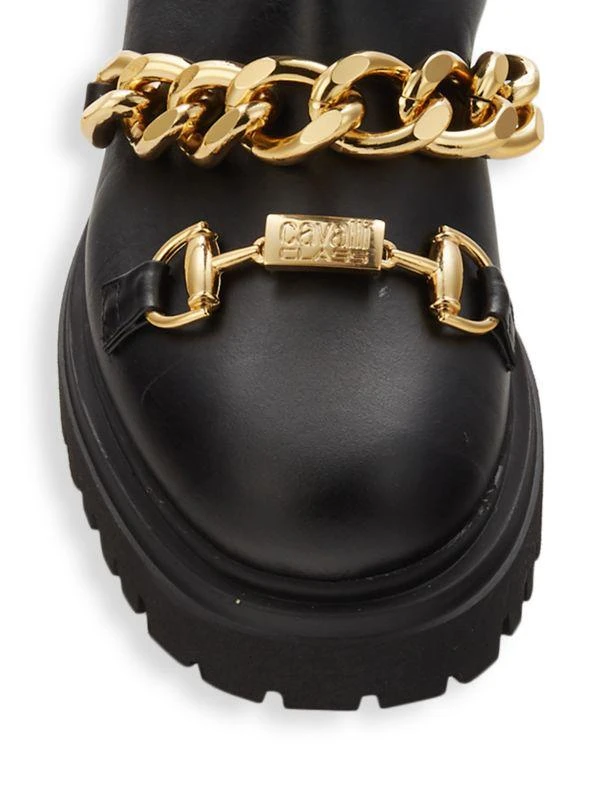 cavalli CLASS Chain Trim Leather Chelsea Boots 5