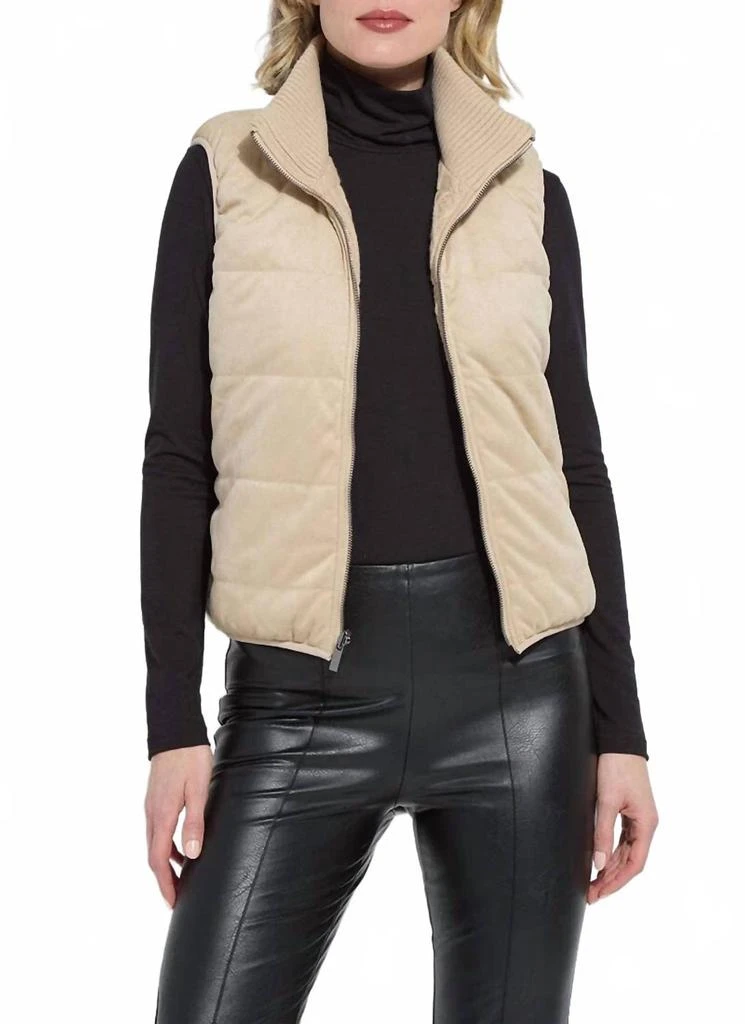 Lyssé Petra Reversible Puffer Sweater Vest In Beige
