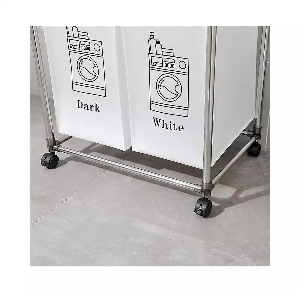 Streamdale Furniture 2-Tier Laundry Basket with 4 Removable Bags, Easy Move 5