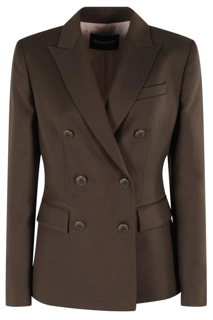 DONDUP Double-Breasted Military Green Blazer