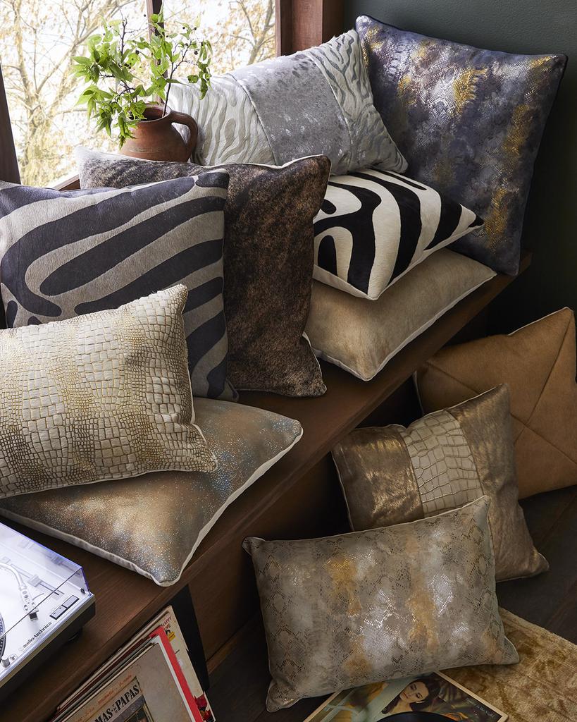 Massoud Hair Hide Zebra Pillow, 19"Sq.