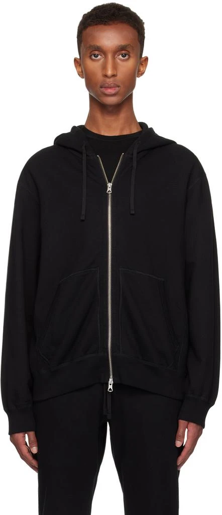 REIGNING CHAMP Black Midweight Terry Standard Zip Hoodie 1