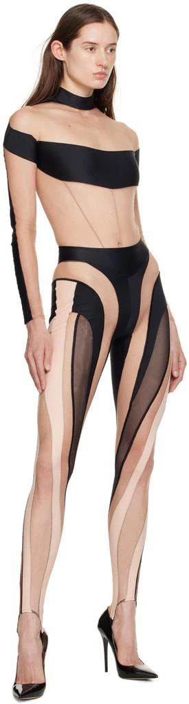Mugler Black & Beige Spiral Leggings 4