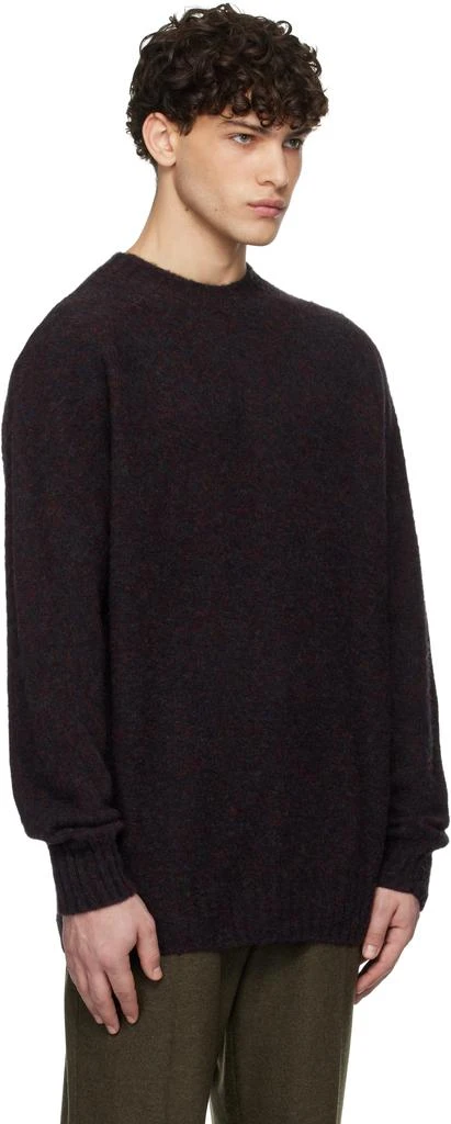 Sunspel Black Shetland Crew Neck Sweater 2