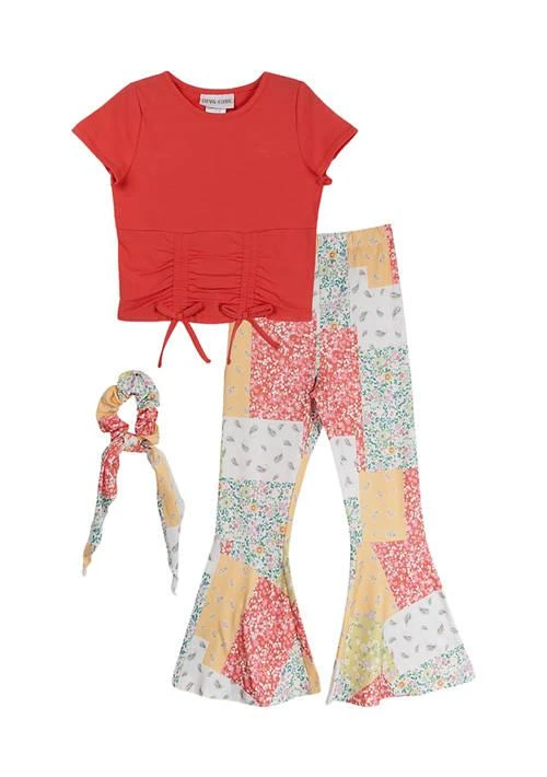 Tween Diva Diva Girls 7 16 Ruched Top And Printed Pants Set With Scrunchie 1