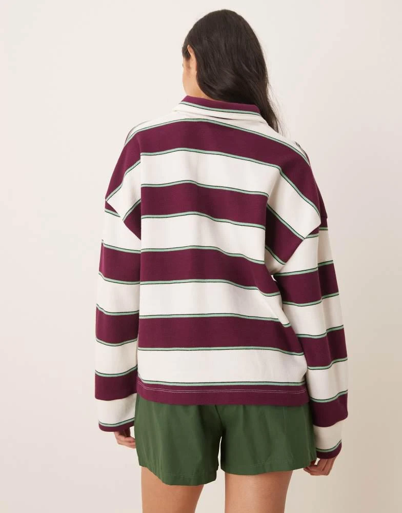 ASOS DESIGN long sleeve polo shirt short pyjama set in stripe