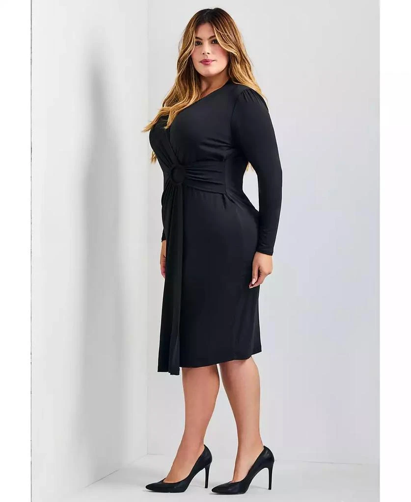 plus size jersey wrap dress Long-Sleeve Faux-Wrap Jersey Dress