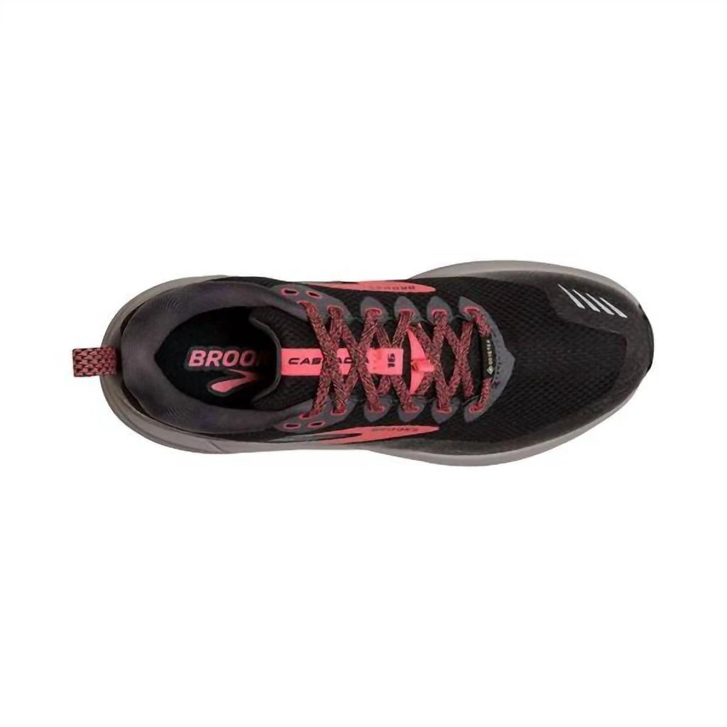 Brooks Women Cascadia 16 Gtx Trail Running Shoes - Medium In Black/black Pearl/coral 4